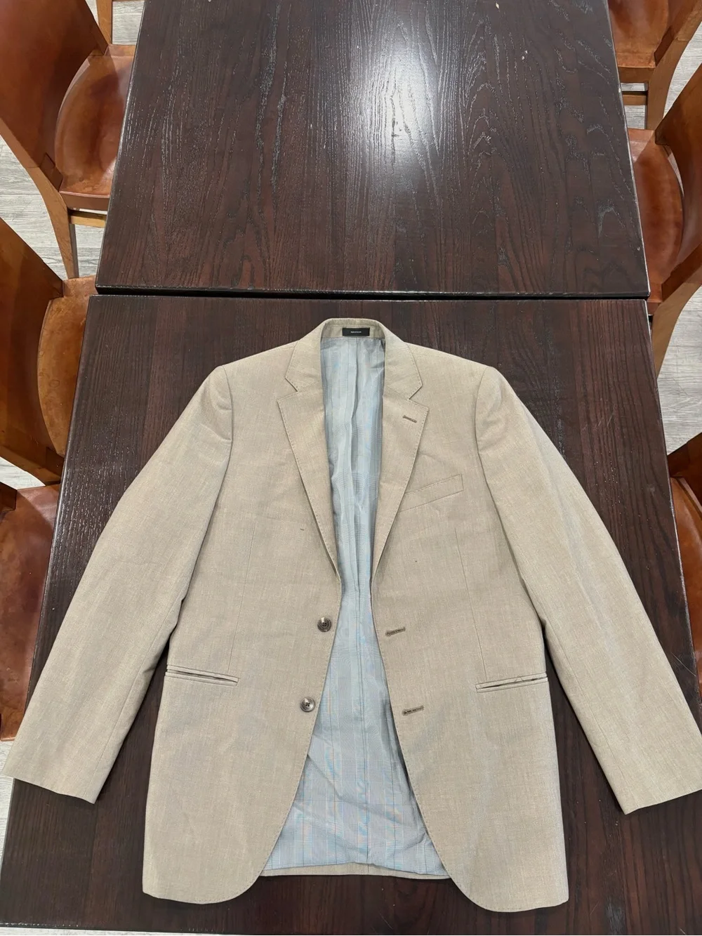 Men's Classic Beige Blazer - Tailored Linen-Blend
